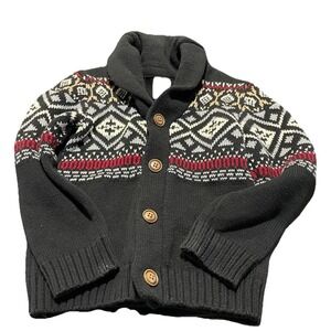 Gymboree Shawl Collar Cardigan Sweater Size 3T Button-up Black Warm Holidays Ski